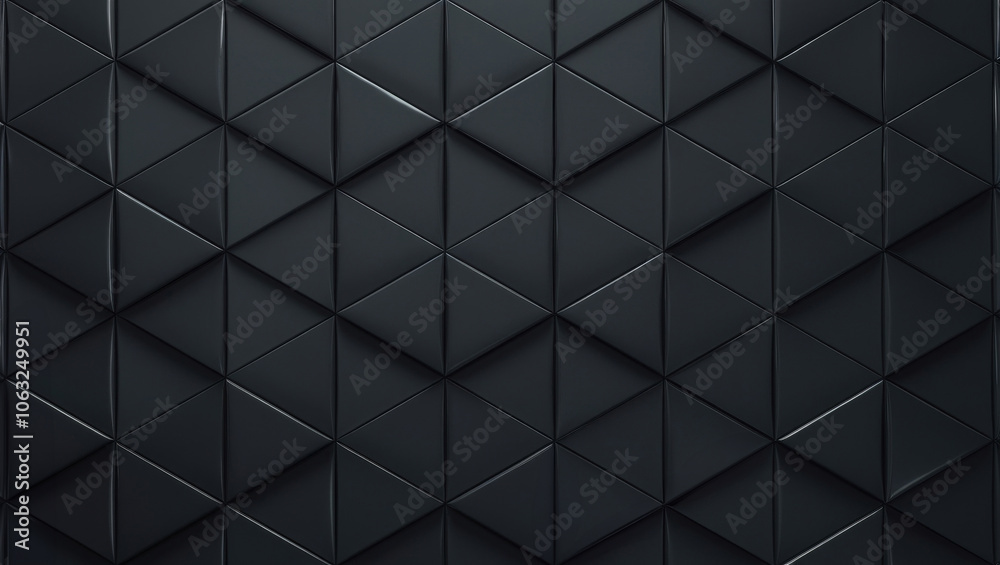 Pattern of black triangle prisms. Wall of prisms. Abstract background. Pattern of black triangle prisms. Wall of prisms. Abstract background.