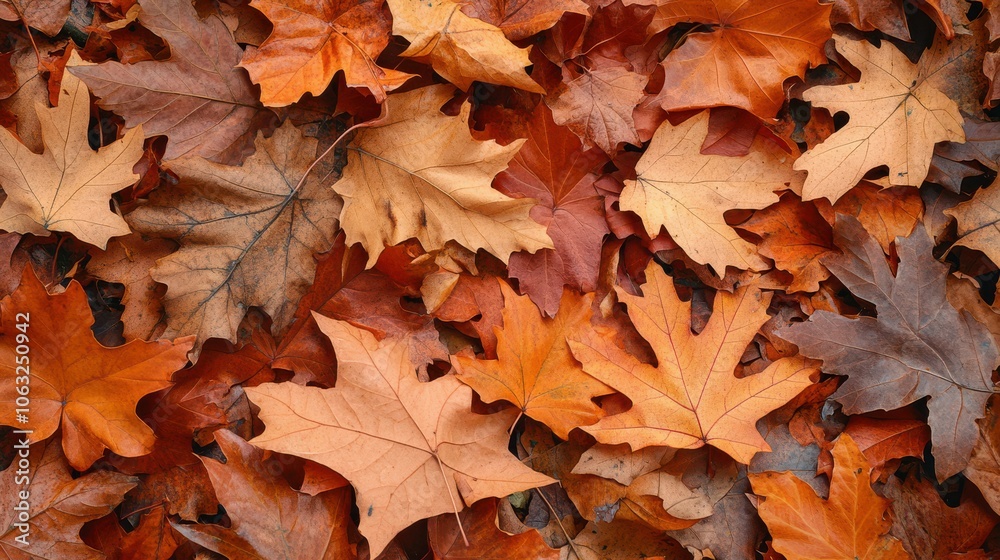 In the park there are orange fall leaves, a natural autumn backdrop