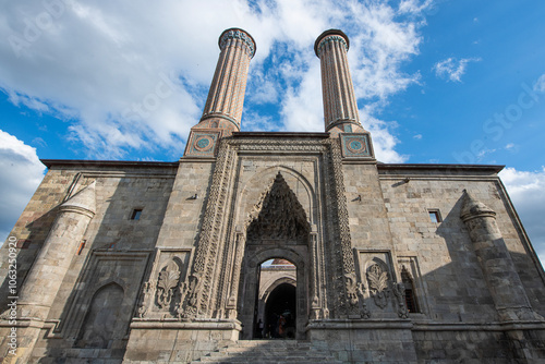 Erzurum Double Minareli Madrasa.
Double Minaret Madrasah or Cifte Minareli Medrese is an architectural monument of the late Seljuk period in Erzurum Turkey. photo