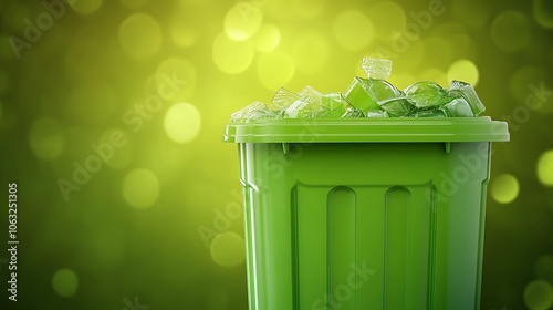 A visual representation of environmental management practices such as waste reduction and energy efficiency, with space for text photo