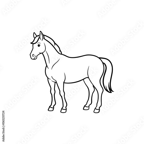 Horse line art vector on white background