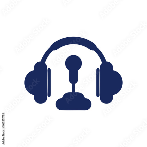 Headphone and microphone silhouette vector art