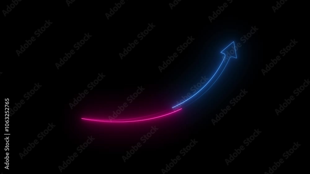 Abstract neon arrow growth , success concept. Profit growing icon animation. Neon upload arrow icon animation. Abstract neon arrow growth , success concept. Profit growing icon animation. Neon upload arrow icon animation.