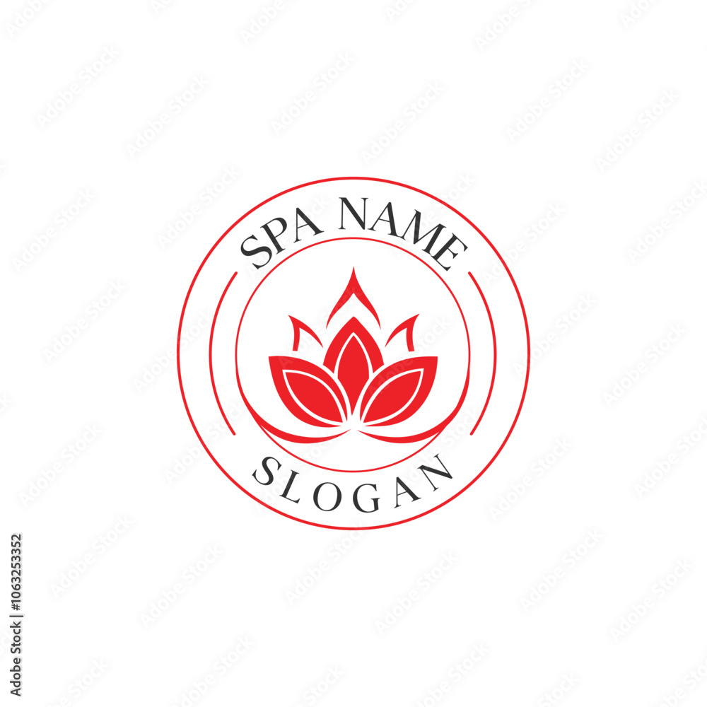 Modern Lotus Flower Spa Logo with Circular Emblem Modern Lotus Flower Spa Logo with Circular Emblem