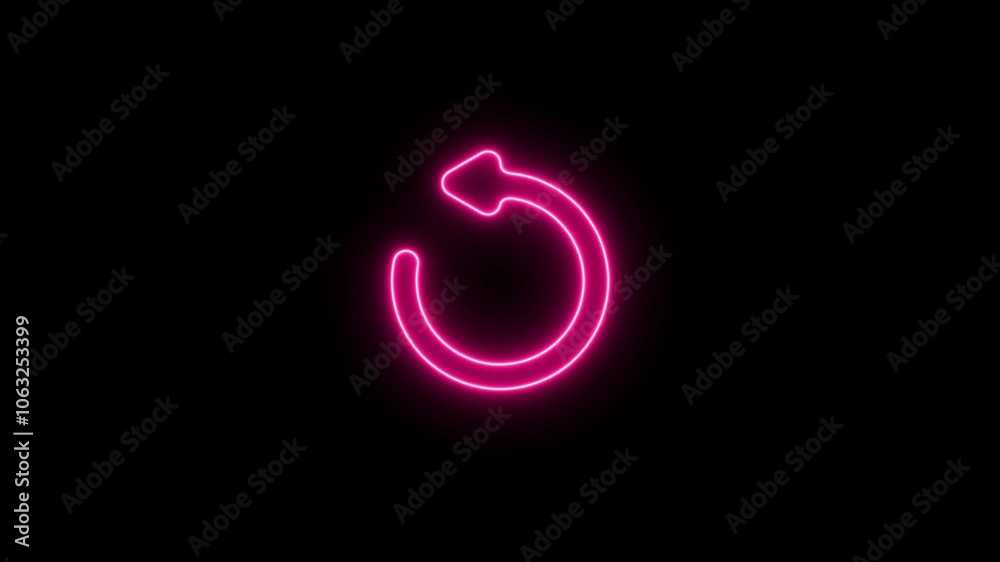 left direction neon glowing arrow circle red color animation. circle arrow, refresh, reload illumination. left direction neon glowing arrow circle red color animation. circle arrow, refresh, reload illumination.