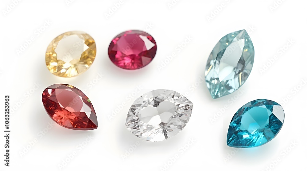 Fototapeta premium Colorful Gemstones on White Background