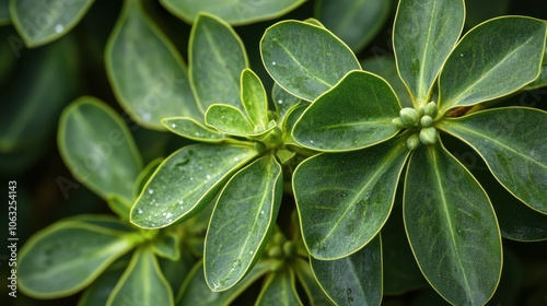 Leaves of Tabaiba salvaje (Euphorbia regis-jubae) closeup.