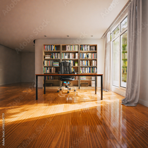 study room, office or library background with book shelf