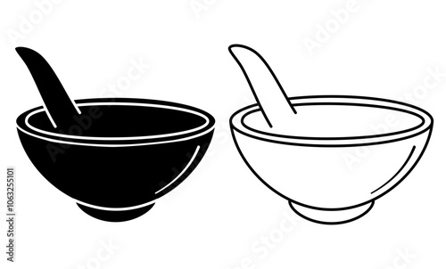 Cooking mix vector icon. Bowl with spoon sign. Food preparation symbol. Quality design elements. Flat style cooking mix icon. Editable stroke. Vector