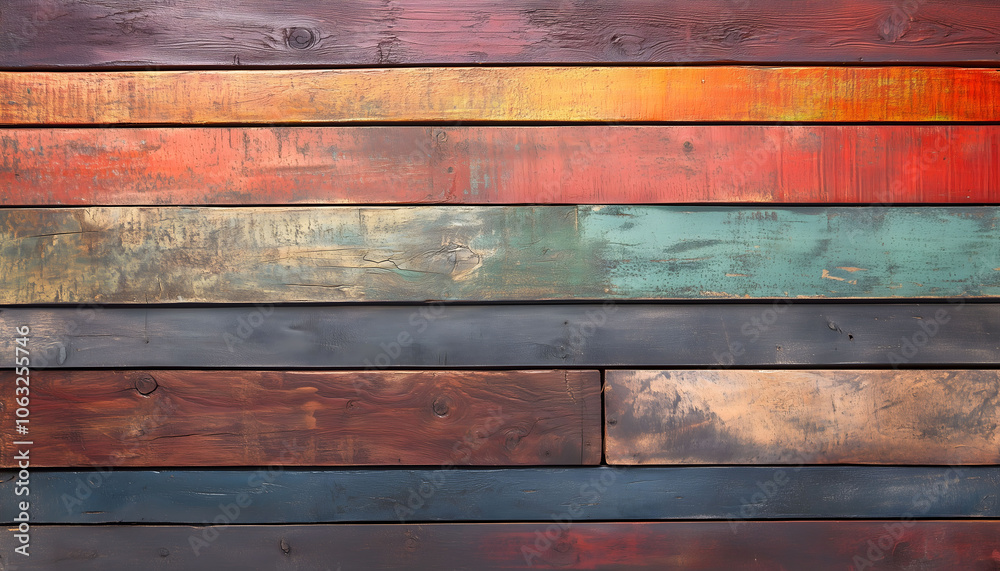 A vibrant illustration of colorful wooden planks A vibrant illustration of colorful wooden planks