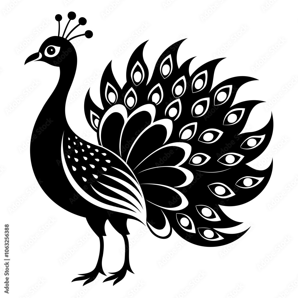 Peacock Bird black silhouette vector illustration isolated on a transparent background Peacock Bird black silhouette vector illustration isolated on a transparent background