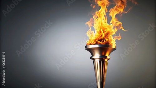 Burning Olympic torch isolated on light background