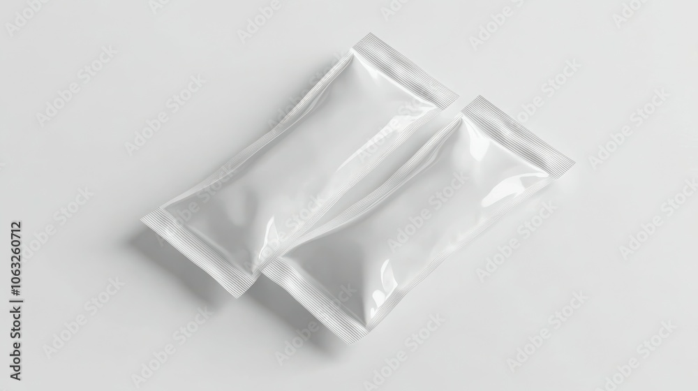 Pair of White Stick Sachet Mockup on white background Pair of White Stick Sachet Mockup on white background