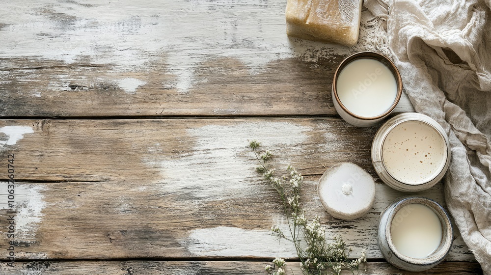 Serene Natural Candles on Rustic Wood Surface Serene Natural Candles on Rustic Wood Surface