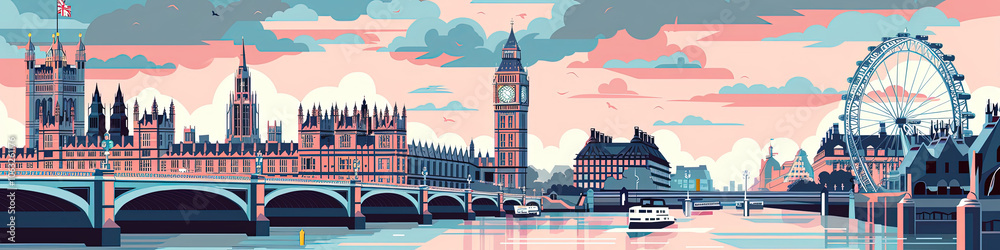 Obraz premium Iconic Big Ben & Parliament: A Geometric Perspective