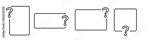 Outline of question frame in minimalistic style. Alarm empty message with question mark.