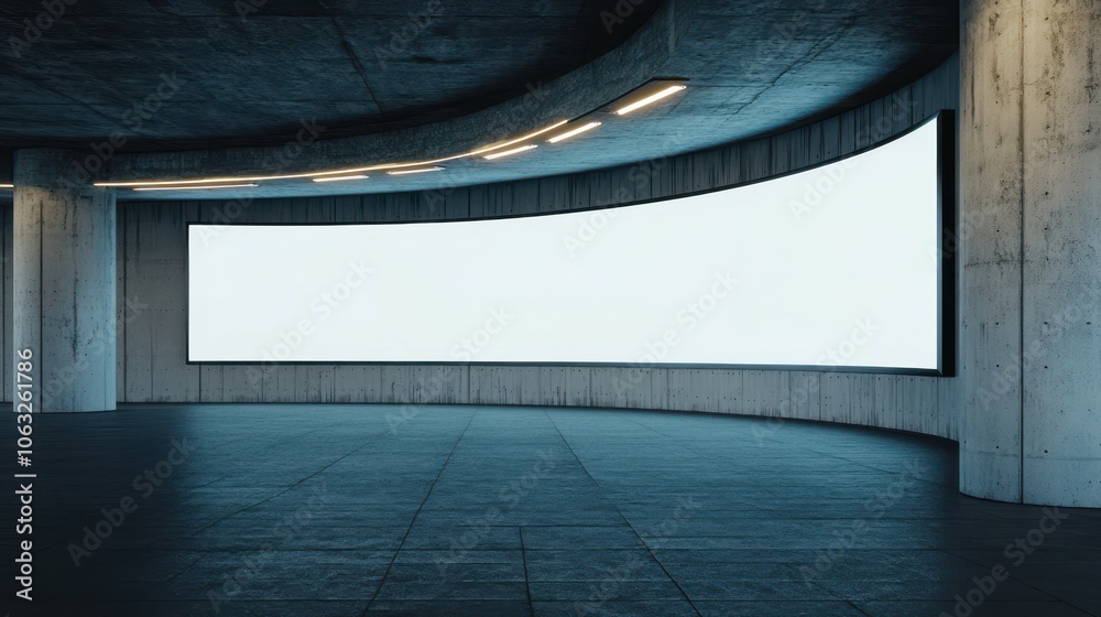 Obraz premium Mockup of customizable curved horizontal billboard