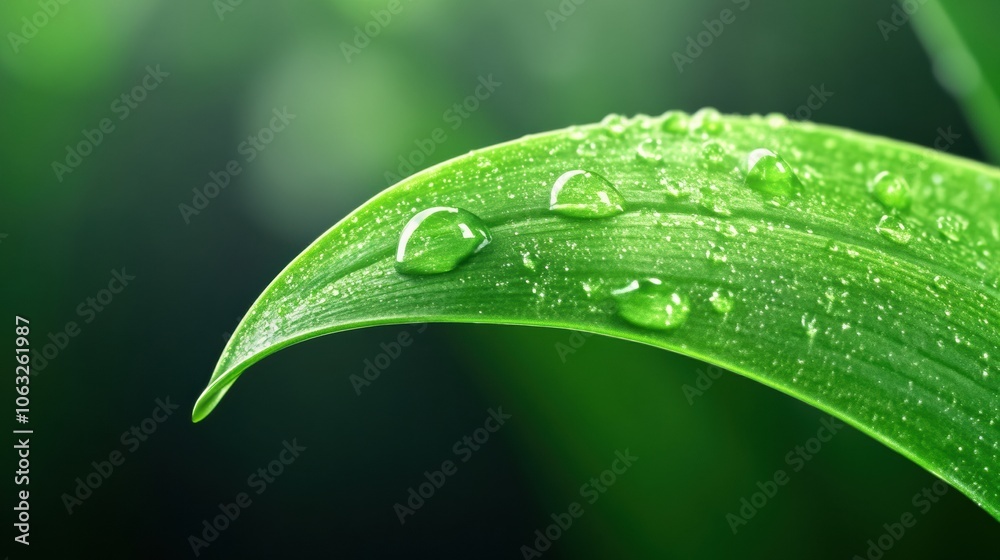 Close-up of a vibrant green leaf with glistening water droplets, AI Close-up of a vibrant green leaf with glistening water droplets, AI