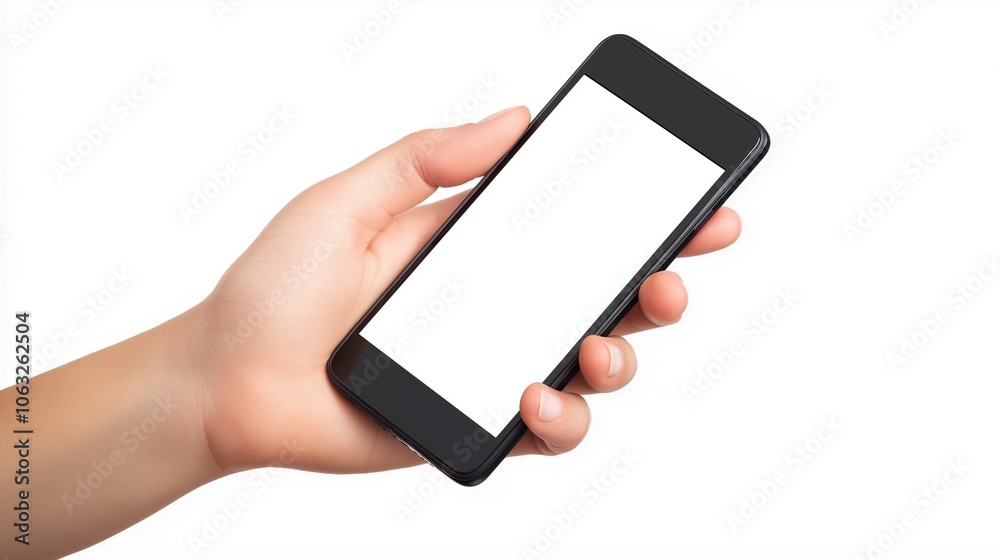 hand holding smartphone isolated on white background hand holding smartphone isolated on white background