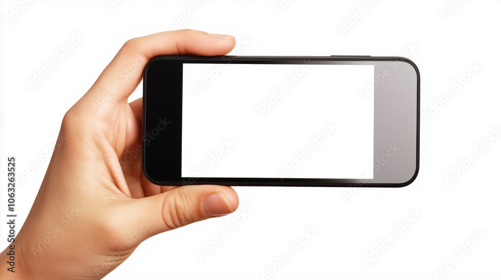 hand holding smartphone isolated on white background hand holding smartphone isolated on white background