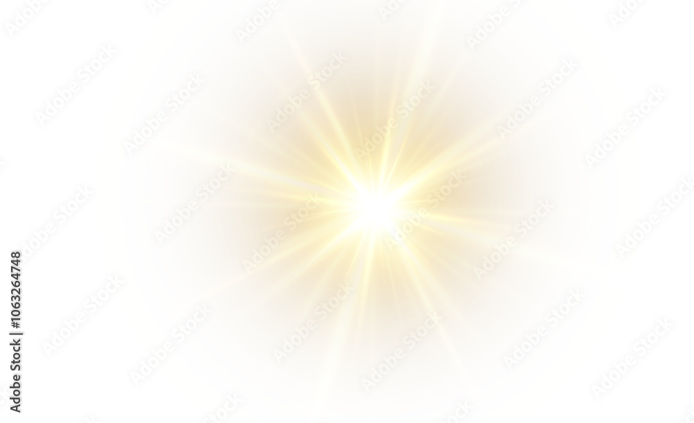 Png yellow light effect reflections, neon illumination in yellow colors. Bright light lens. Png spotlight spark. Stadium Lighting. Sunlight, Shiny stars, glowing sparks. Vector	