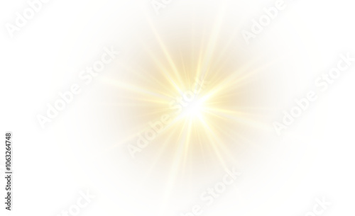 Png yellow light effect reflections, neon illumination in yellow colors. Bright light lens. Png spotlight spark. Stadium Lighting. Sunlight, Shiny stars, glowing sparks. Vector	