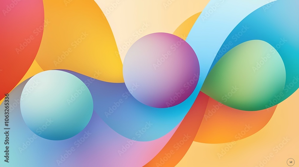 A vibrant abstract image with a colorful palette of overlapping circles and curved shapes. A vibrant abstract image with a colorful palette of overlapping circles and curved shapes.