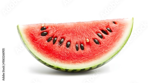 Juicy Watermelon Wedge with Seeds on White Background Representing Summer Freshness