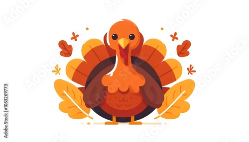 thanksgiving turkey autumn banner simple flat style