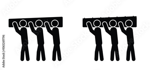 Cartoon coffin bearers or coffin bearer. Funeral, mourning traditional. Interring a dead body. Ritual service men carry the coffin. Burial ceremony procession. carrying dead body on their shoulder.