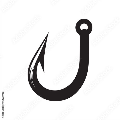 Fishing Hook Silhouette Clipart Design 