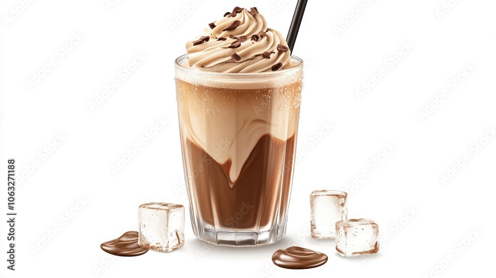 Creamy Coffee Drink with Chocolate Topping and Ice Creamy Coffee Drink with Chocolate Topping and Ice