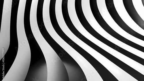 Wallpaper Mural The image shows a black and white abstract background with curved lines.  The contrast of the black and white creates an optical illusion. Torontodigital.ca