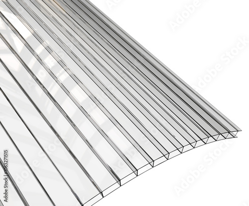Curved polycarbonate greenhouse panel, 3D render.
