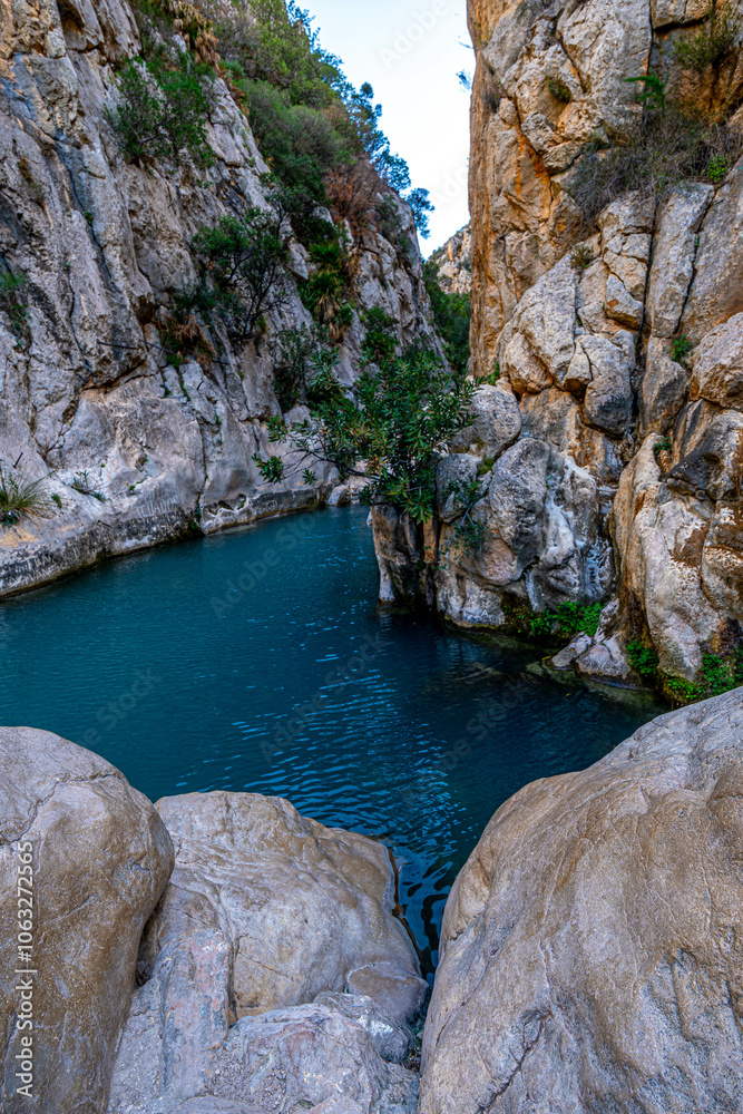 The Algar Springs, a river with crystal-clear waters near Altea and Benidorm in Spain The Algar Springs, a river with crystal-clear waters near Altea and Benidorm in Spain