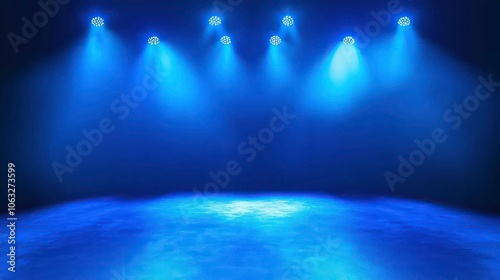 Wallpaper Mural A dimly lit stage with blue spotlights, ideal for performances or presentations. Torontodigital.ca