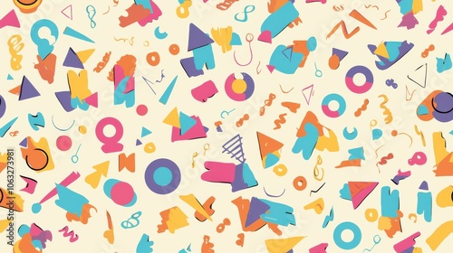 Wallpaper Mural Colorful abstract pattern featuring whimsical shapes and vibrant hues on a soft cream background. Torontodigital.ca