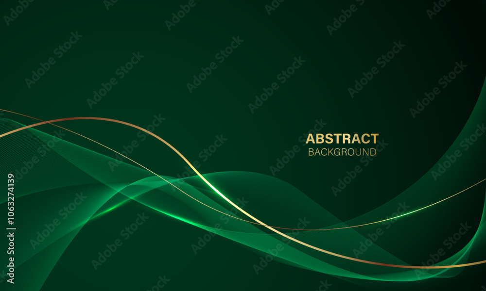 Abstract green gold light luxury wave curve with blank space for text place design modern creative background vector Abstract green gold light luxury wave curve with blank space for text place design modern creative background vector
