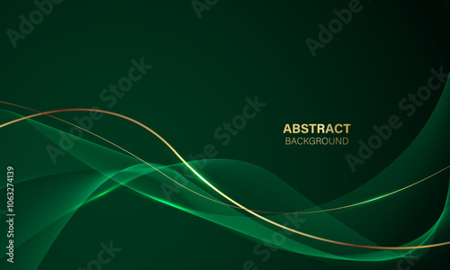 Abstract green gold light luxury wave curve with blank space for text place design modern creative background vector