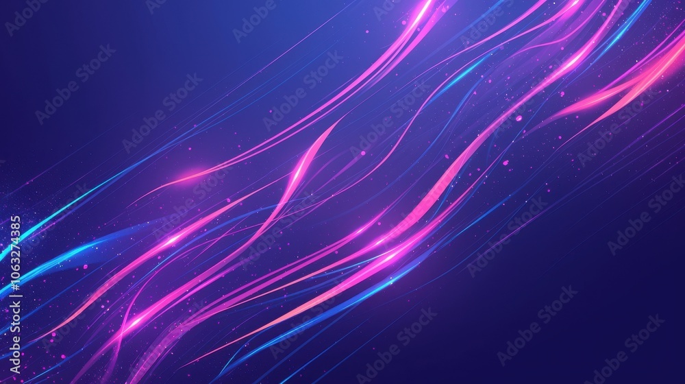 Abstract vibrant lines in shades of pink and blue create a dynamic motion effect on a deep blue background. Abstract vibrant lines in shades of pink and blue create a dynamic motion effect on a deep blue background.