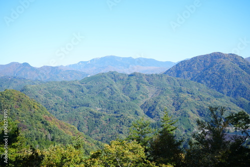 Landscape from Hachioji Mountain Peak of Shosenkyo Gorge in Yamanashi, Kofu, Japan - 日本 山梨 昇仙峡 八王子山からの眺め