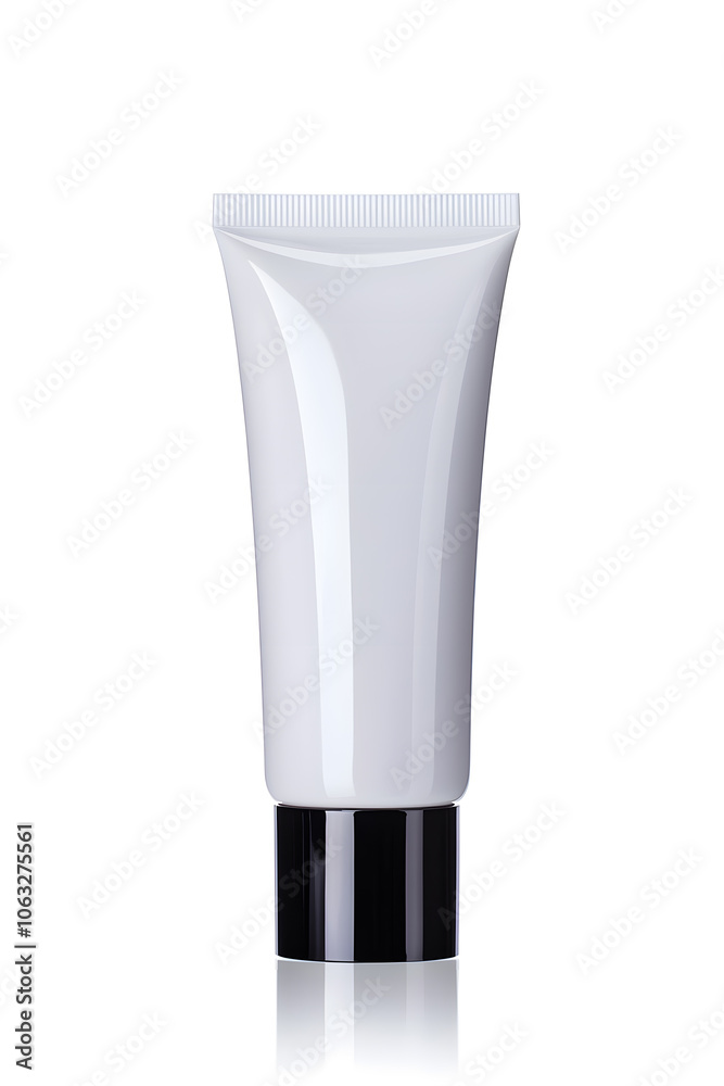Makeup foundation, BB cream tube mockup isolated on white background Makeup foundation, BB cream tube mockup isolated on white background