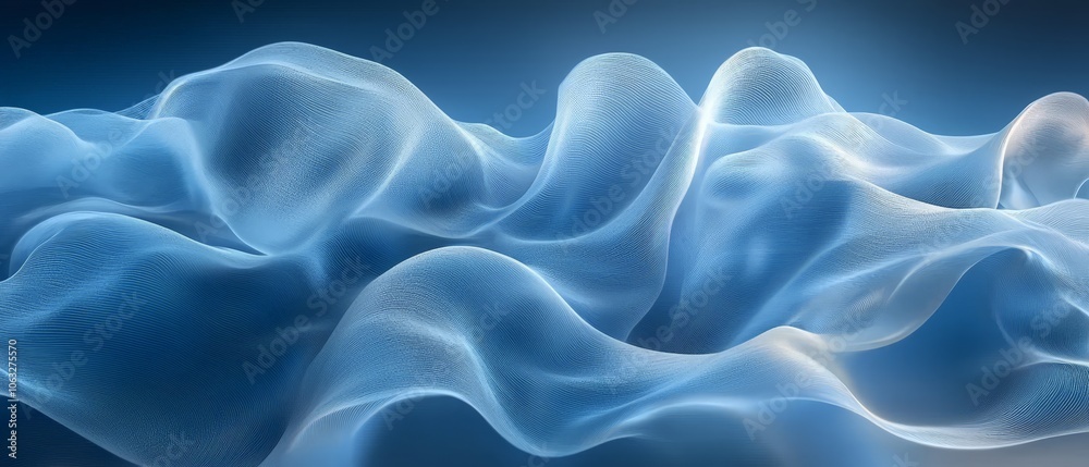 Abstract flowing shapes with a translucent, ethereal quality against a soft blue background. Abstract flowing shapes with a translucent, ethereal quality against a soft blue background.