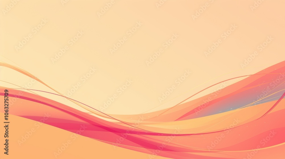 Fototapeta premium Vibrant abstract waves in warm hues of orange, pink, and yellow create a soft, flowing backdrop.
