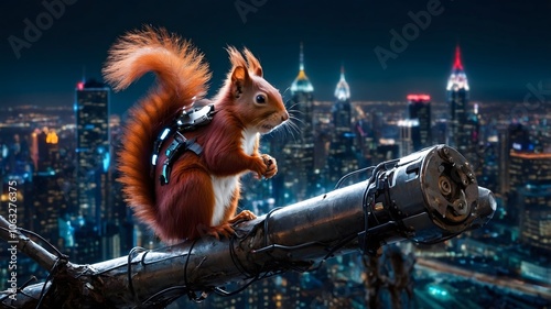 Neon Protector: The Cyber Squirrel from Tomorrow
