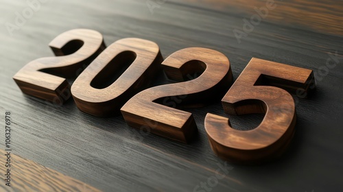 Fototapeta Naklejka Na Ścianę i Meble -  2025 new year wood number