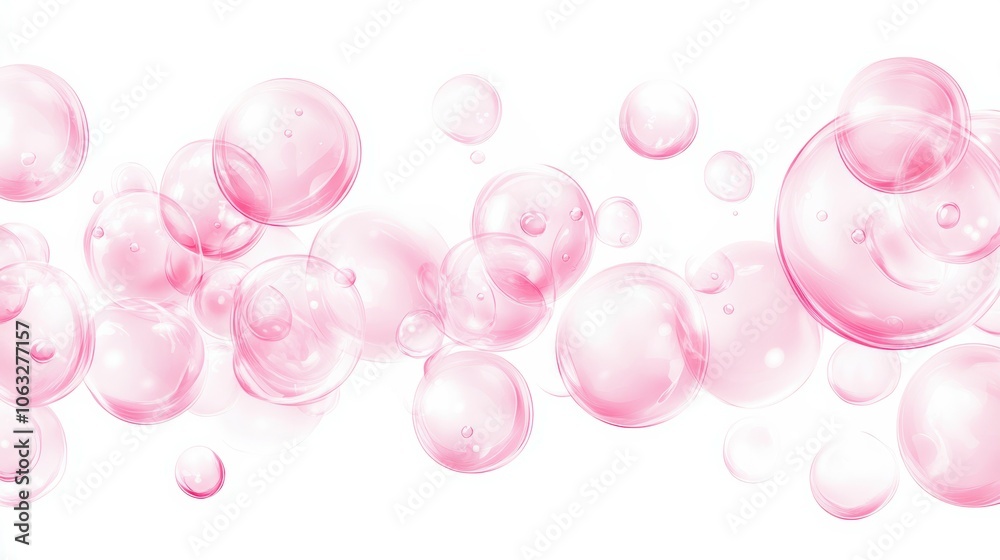 Pink transparent bubble gum vector on white background. Fizzing air or water pink bubbles. Pink transparent bubble gum vector on white background. Fizzing air or water pink bubbles.