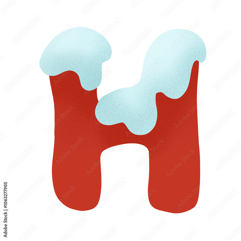 H Alphabet Christmas holiday font. cute letters with snow caps H Alphabet Christmas holiday font. cute letters with snow caps