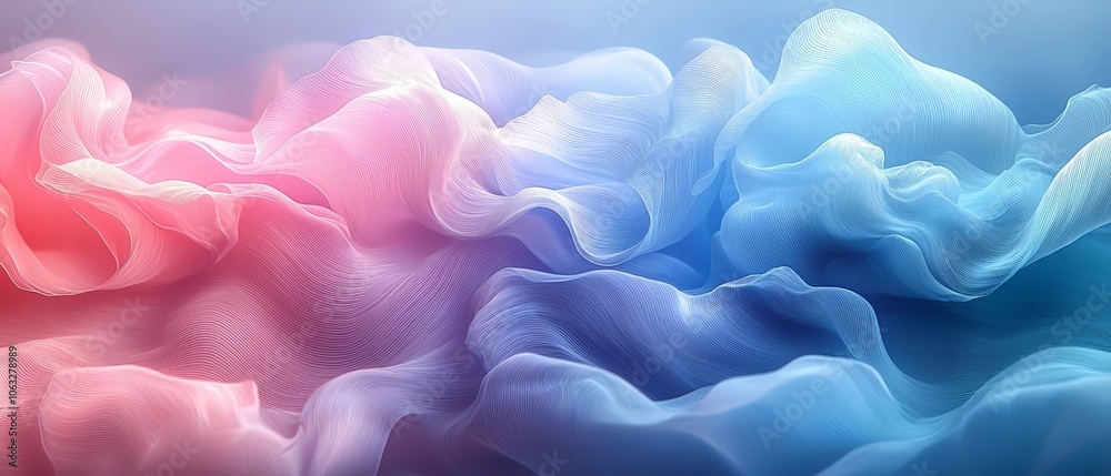 Abstract flowing waves in soft pink and blue hues create a serene, dreamy atmosphere. Abstract flowing waves in soft pink and blue hues create a serene, dreamy atmosphere.