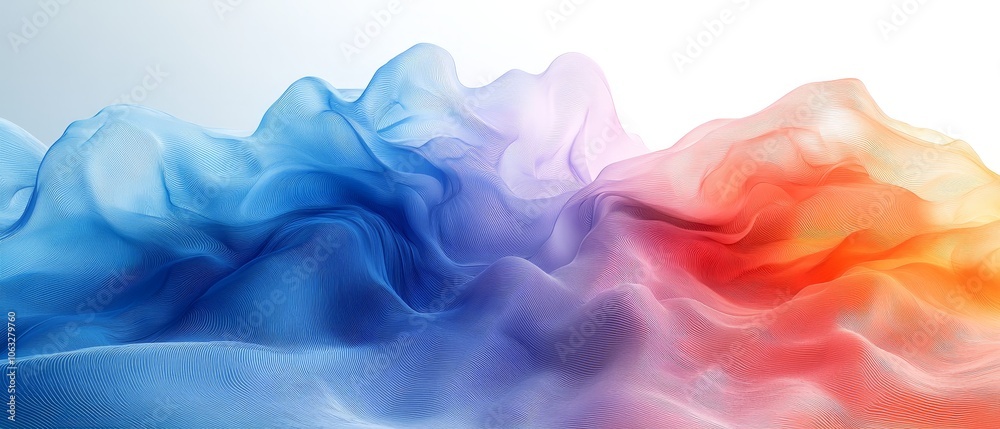 Abstract flowing waves of color in blue, purple, and orange, creating a serene visual effect. Abstract flowing waves of color in blue, purple, and orange, creating a serene visual effect.